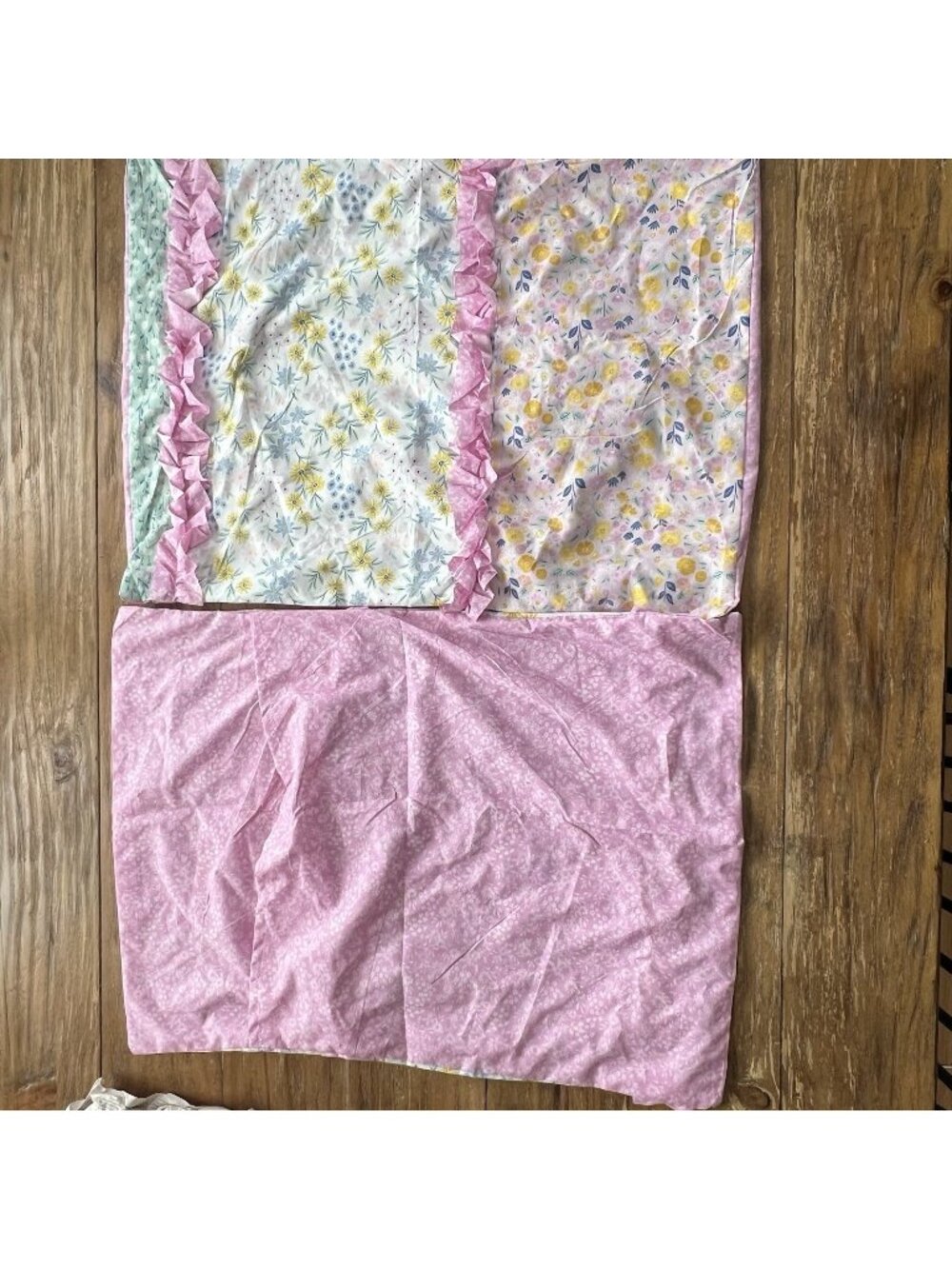 INK+IVY Kids Molly Floral Pillowcases Pink Ruffle Cottagecore Set of 2